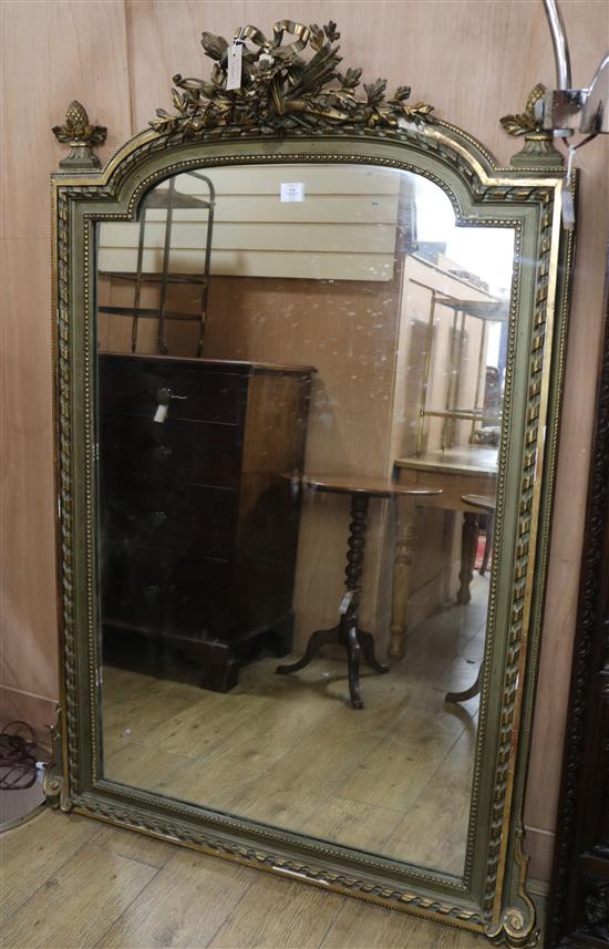 A French giltwood and gesso overmantel mirror W.102cm